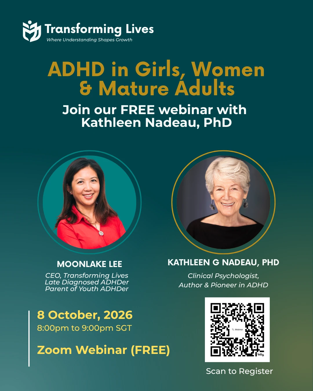 ADHD in Girls, Women & Mature Adults — Free Webinar with Dr Kathleen G. Nadeau